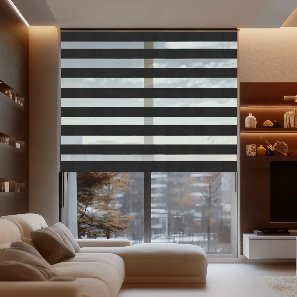 Persiana Enrollable Sheer Screen Negro Gris